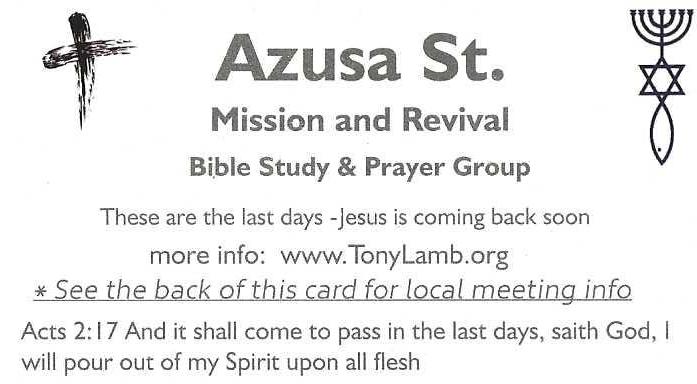 Azusa St. The underground Church (Bible Study & Prayer Group